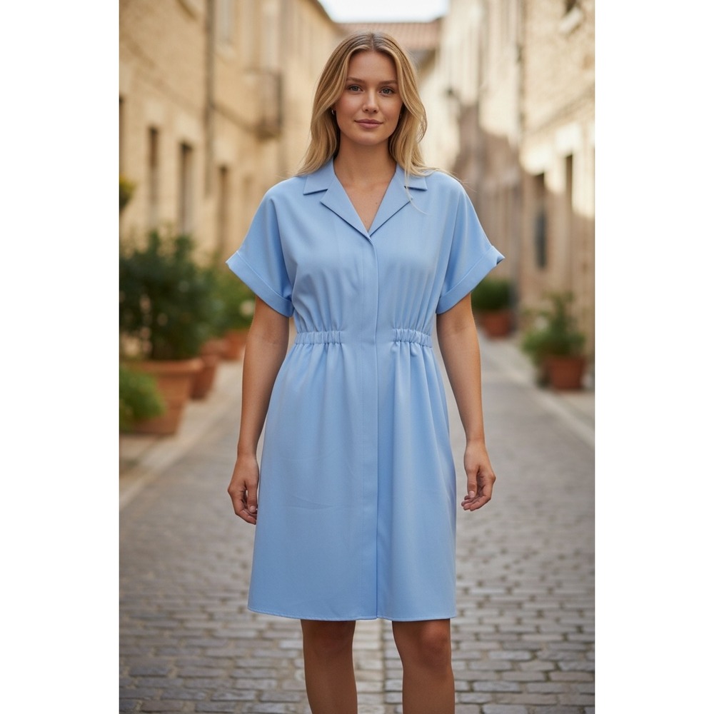 & Other Stories Stockholm Atelier Blue  Shirt European Vacation Dress NWT 4